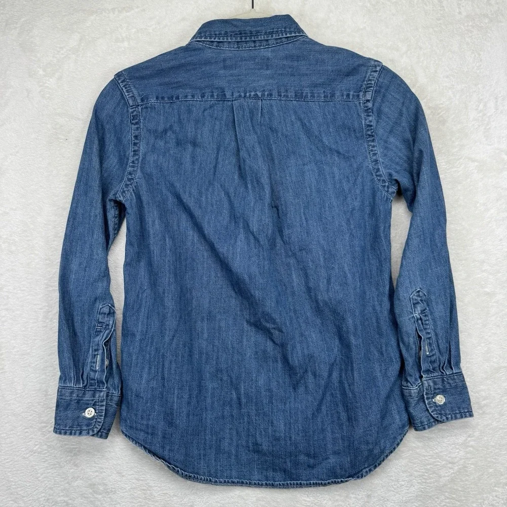 Ralph Lauren Shirt Boys 8 Blue Denim Chambray Flesh Pony Button Down
